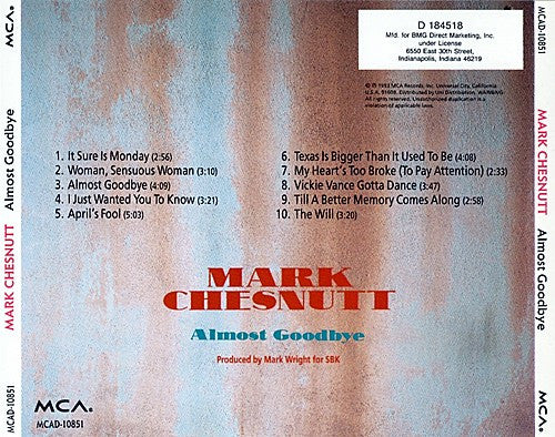 Mark Chesnutt : Almost Goodbye (CD, Album, Club)