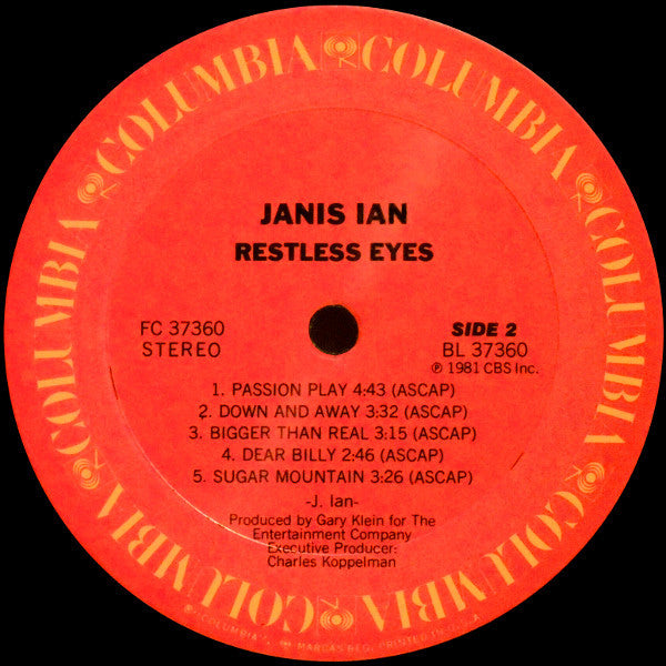 Janis Ian : Restless Eyes (LP, Album, Pit)