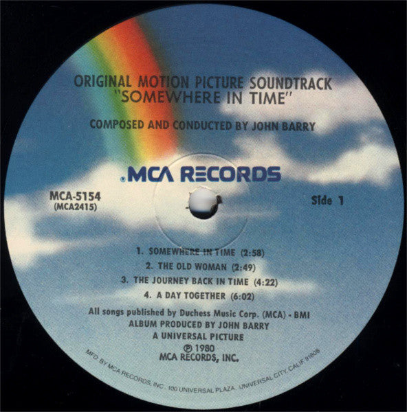 John Barry : Somewhere In Time (Original Motion Picture Soundtrack) (LP, Album, RE, Pin)