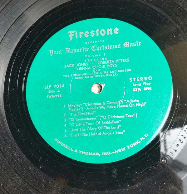 Jack Jones • Roberta Peters • Die Wiener Sängerknaben With Irwin Kostal And The Firestone Orchestra And Chorus : Firestone Presents Your Favorite Christmas Music Volume 6 (LP, Album, Jac)