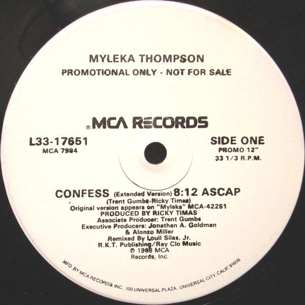 Myleka Thompson : Confess (12", Promo)