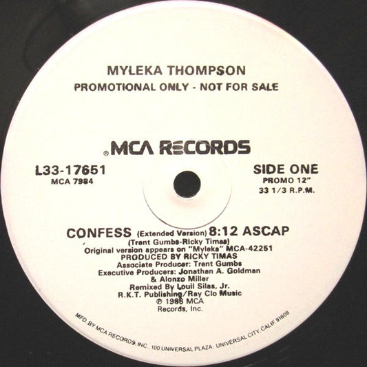Myleka Thompson : Confess (12", Promo)