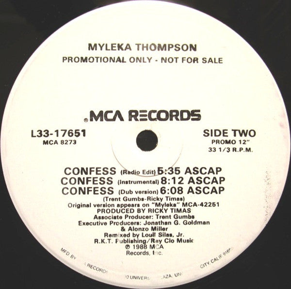 Myleka Thompson : Confess (12", Promo)