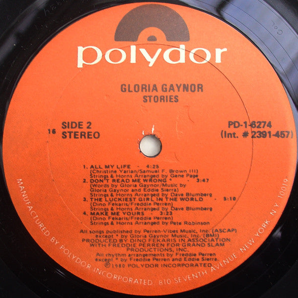 Gloria Gaynor : Stories (LP, Album, Gol)