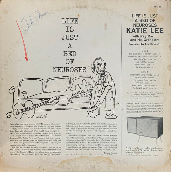Katie Lee With Ray Martin And His Orchestra : Life Is Just A Bed Of Neuroses (LP, Album, Mono)