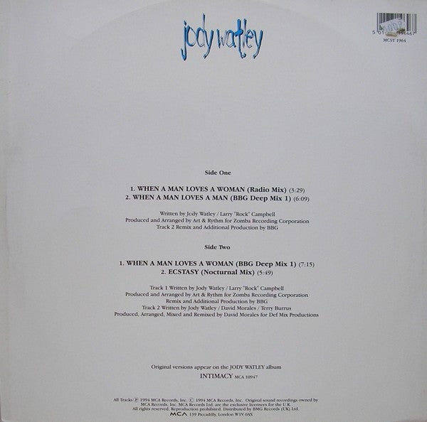 Jody Watley : When A Man Loves A Woman (BBG Mixes) (12", Single)