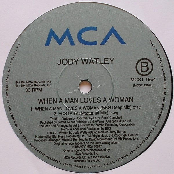 Jody Watley : When A Man Loves A Woman (BBG Mixes) (12", Single)