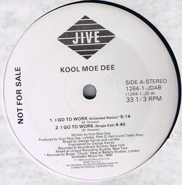 Kool Moe Dee : I Go To Work (12", Promo)