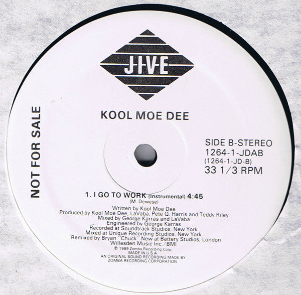 Kool Moe Dee : I Go To Work (12", Promo)