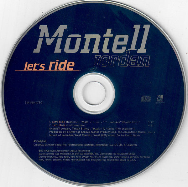 Montell Jordan Featuring Master P & Silkk The Shocker : Let's Ride (CD, Single)