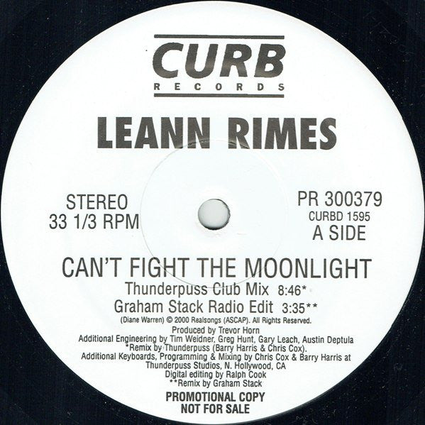 LeAnn Rimes : Can't Fight The Moonlight (2x12", Promo)