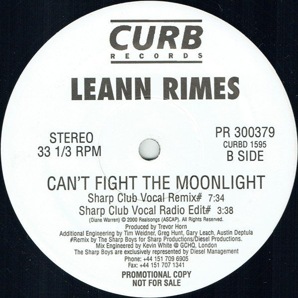 LeAnn Rimes : Can't Fight The Moonlight (2x12", Promo)
