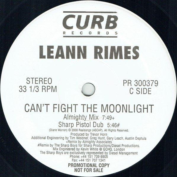 LeAnn Rimes : Can't Fight The Moonlight (2x12", Promo)