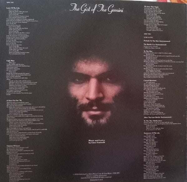 Gino Vannelli : The Gist Of The Gemini (LP, Album, Pit)