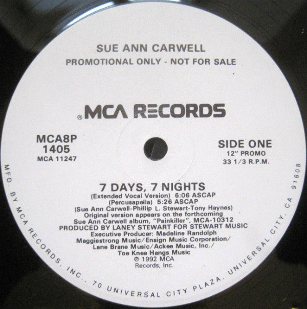 Sue Ann Carwell : 7 Days, 7 Nights (12", Promo)