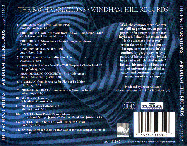 Johann Sebastian Bach, Various : The Bach Variations (A Windham Hill Sampler) (CD, Smplr)