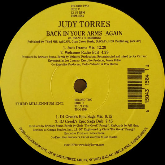 Judy Torres : Back In Your Arms Again (2x12")