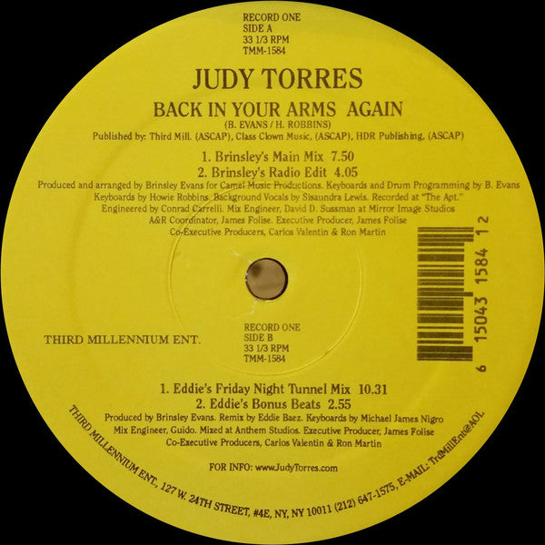 Judy Torres : Back In Your Arms Again (2x12")