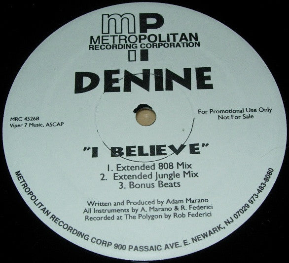 Denine : I Believe (12", Promo)
