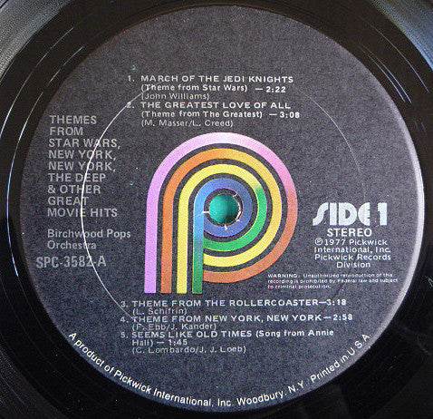 The Birchwood Pops Orchestra : Themes From Star Wars, New York, New York, The Deep & Other Great Movie Hits (LP)