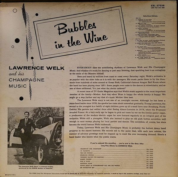 Lawrence Welk And His Champagne Music : Bubbles In The Wine (LP, Album, Pur)