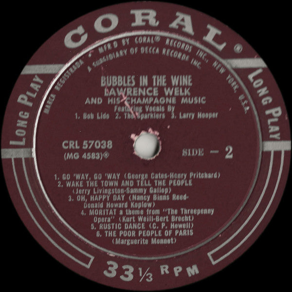 Lawrence Welk And His Champagne Music : Bubbles In The Wine (LP, Album, Pur)