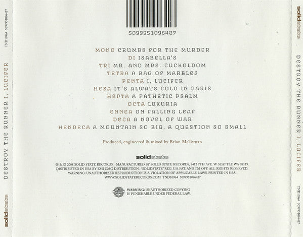 Destroy The Runner : I, Lucifer (CD, Album)