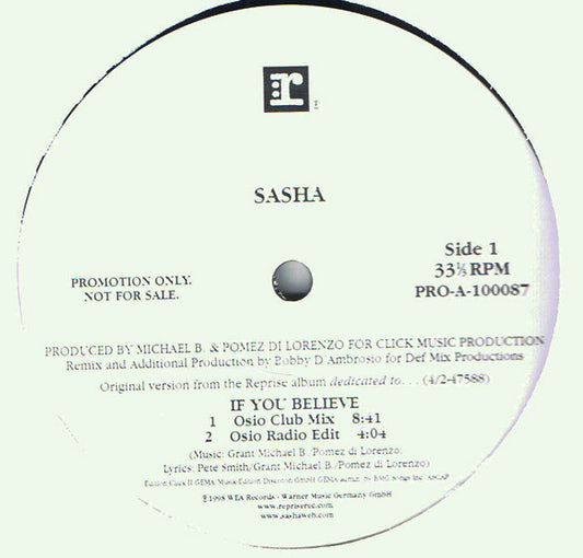 Sasha (5) : If You Believe (2x12", Promo)