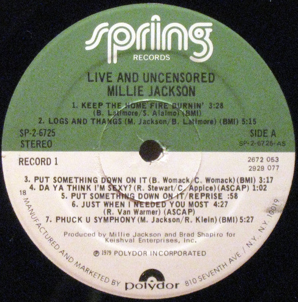 Millie Jackson : Live And Uncensored (2xLP, Album, Pre)