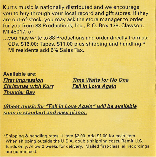 Kurt Kunzat : Fall In Love Again (CD, Album)