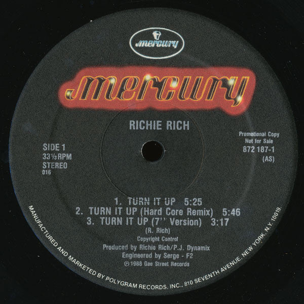 Richie Rich : Turn It Up (12", Promo)