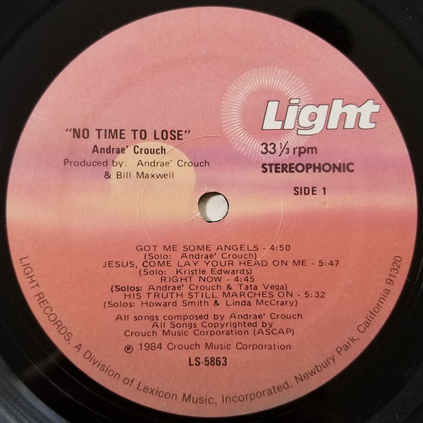 Andraé Crouch : No Time To Lose (LP, Album)