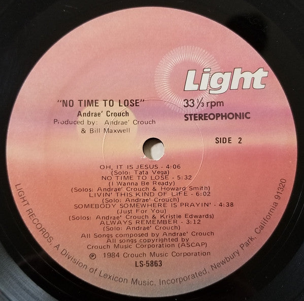Andraé Crouch : No Time To Lose (LP, Album)