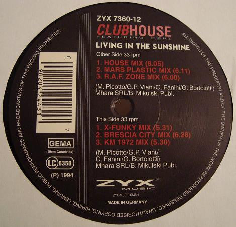 Club House Featuring Carl Fanini : Living In The Sunshine (12")