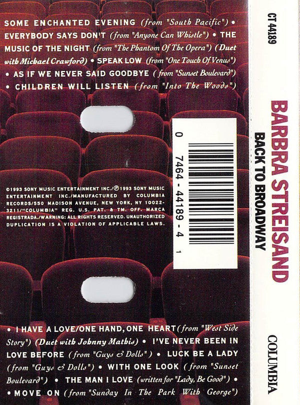 Barbra Streisand : Back To Broadway (Cass, Album)