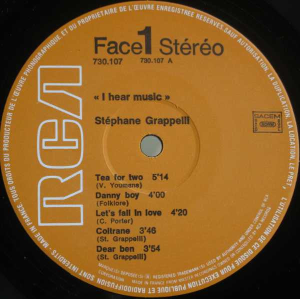 Stéphane Grappelli : I Hear Music (LP, Album)