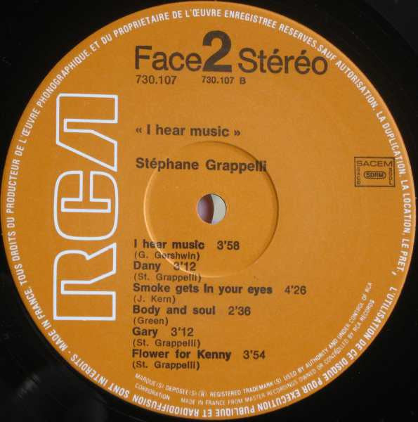 Stéphane Grappelli : I Hear Music (LP, Album)
