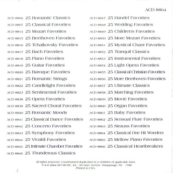 Unknown Artist : 25 Classical One Hit Wonders (CD)