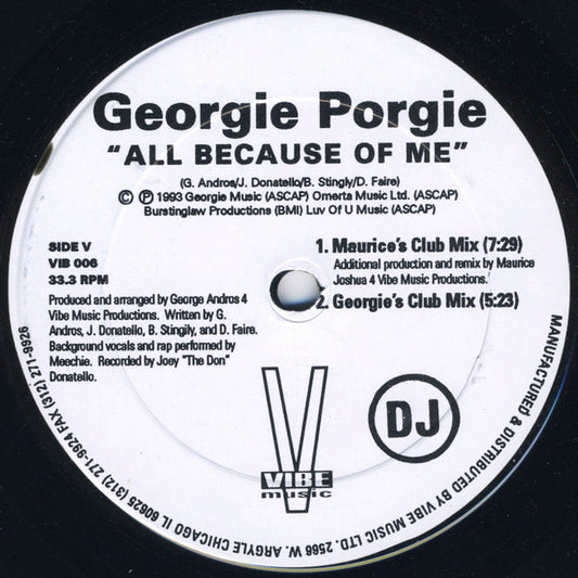 Georgie Porgie : All Because Of Me (2x12", Promo)