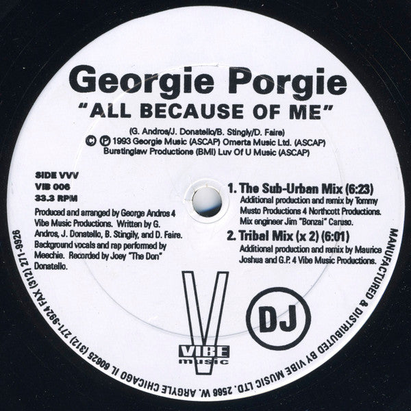 Georgie Porgie : All Because Of Me (2x12", Promo)