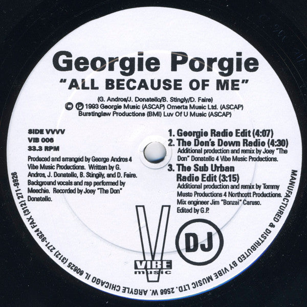 Georgie Porgie : All Because Of Me (2x12", Promo)