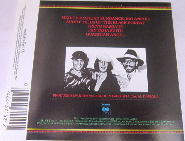 John McLaughlin / Al Di Meola / Paco De Lucía : Friday Night In San Francisco (CD, Album, RE)