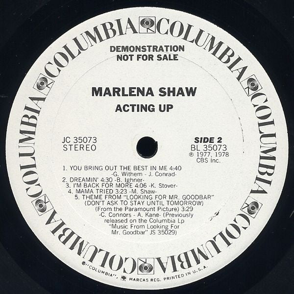 Marlena Shaw : Acting Up (LP, Album, Promo)