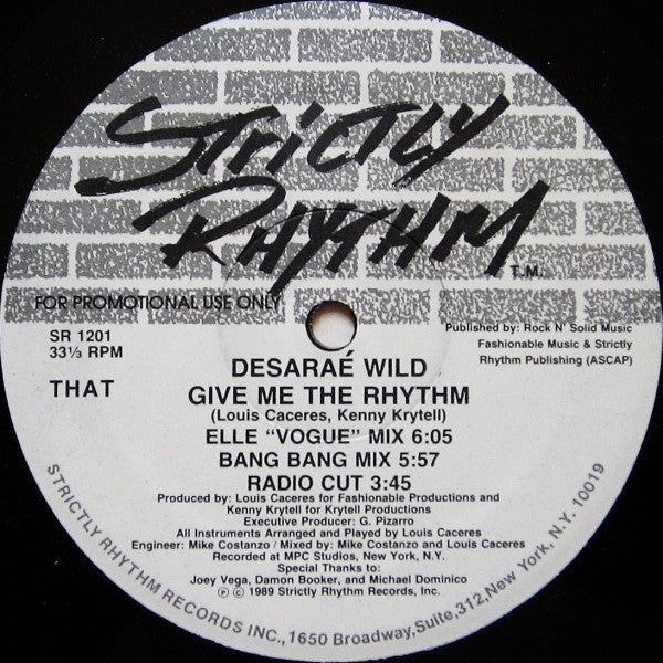Desaraé Wild : Give Me The Rhythm (12", Promo)