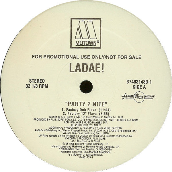 Ladae : Party 2 Nite (12", Promo)