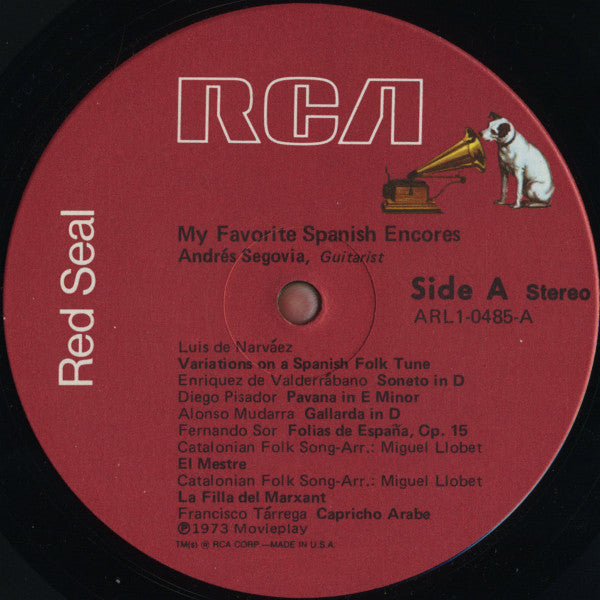 Andrés Segovia : My Favorite Spanish Encores (LP, Album, RE, Red)