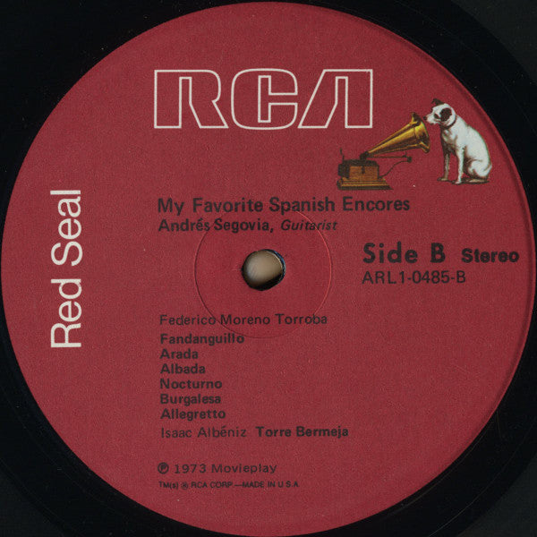 Andrés Segovia : My Favorite Spanish Encores (LP, Album, RE, Red)