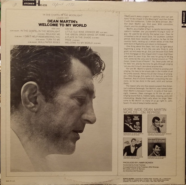 Dean Martin : Welcome To My World (LP, Album, RE)