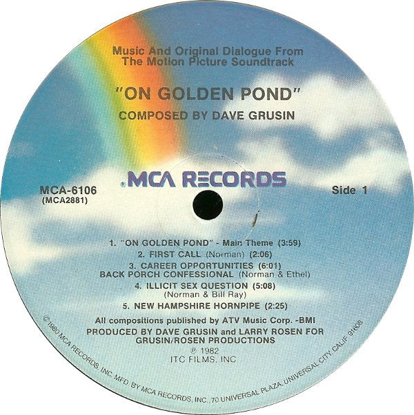 Dave Grusin : Music And Original Dialog From The Motion Picture Soundtrack "On Golden Pond" (LP, Album, Pin)
