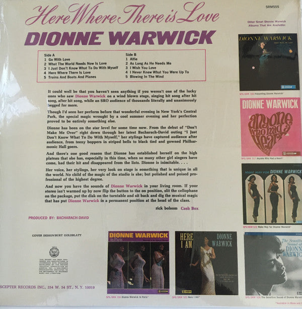 Dionne Warwick : Here Where There Is Love (LP, Album, Mono)